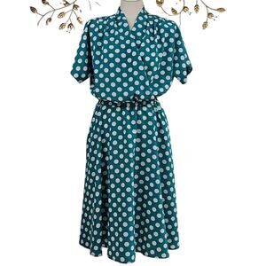Vintage Polka-Dot Dress Size Large